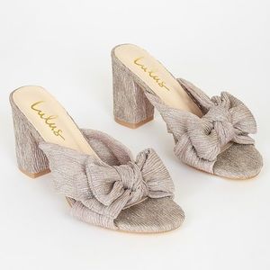 LULUS Shimmer Knotted Heel Sandals